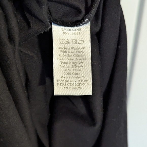 Everlane The Luxe Cotton Black Midi Dress sz XXS **missing tie** - Picture 6 of 7